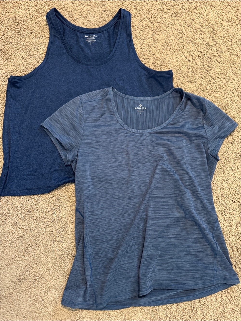 Athleta Navy & Heathered Blue Active Tops - Uptempo Tank and Tee set
